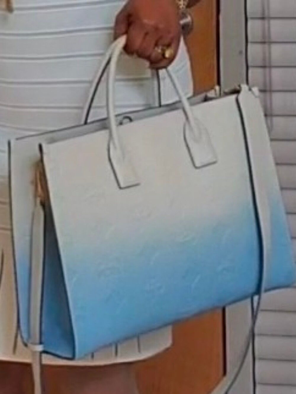 MCM Gradient Light Blue & Cream Tote Bag
